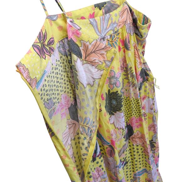 Loft Yellow Tropic Strappy Tiered Midi Dress - Size 10 - Picture 2 of 5